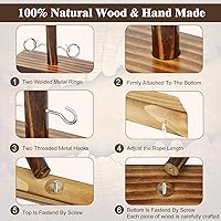 Vista 7 de Ring Toss Games for Adults, Fast-Paced Interactive Toss Games with Shot Ladder Bundle, Outdoor Indoor Handmade Wooden Hook and Ring Game for Bars