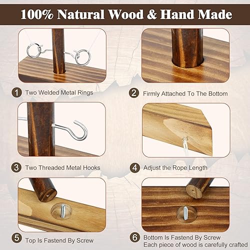 Miniatura 7 de Juegos de lanzamiento de anillos para adultos, juegos interactivos de lanzamiento rápido con paquete de escalera de tiro, juego de gancho y anillo