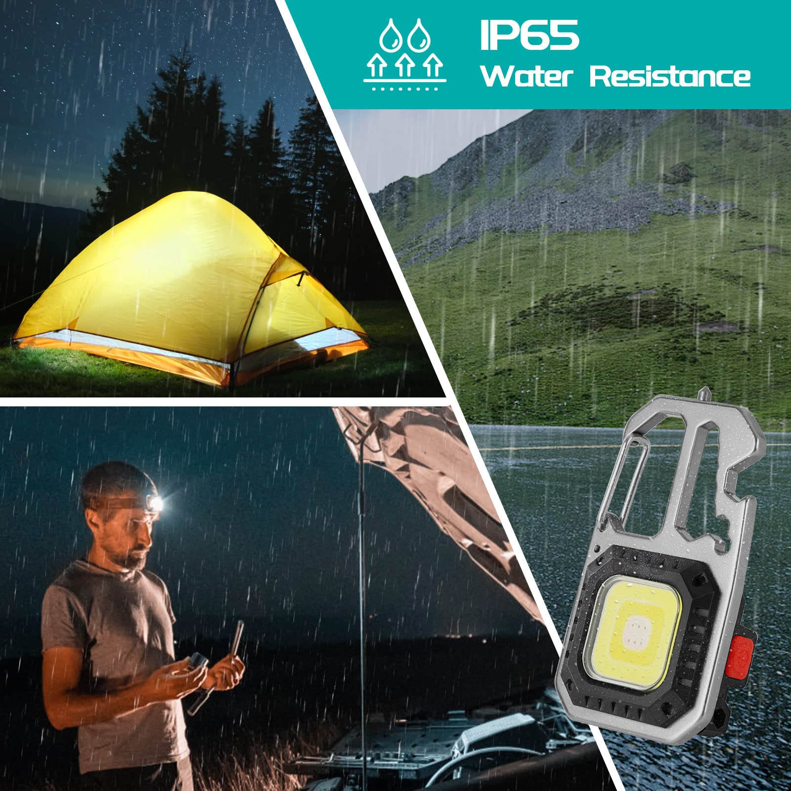 Czemo Mini Luce da Lavoro Ricaricabile 800 Lumen LED Lampade di Ispezione Portatile Mini Torcia Portachiavi Luce di Emergenza Multifunzionale Torcia Magnetica per Campeggio Riparazione Emergenza