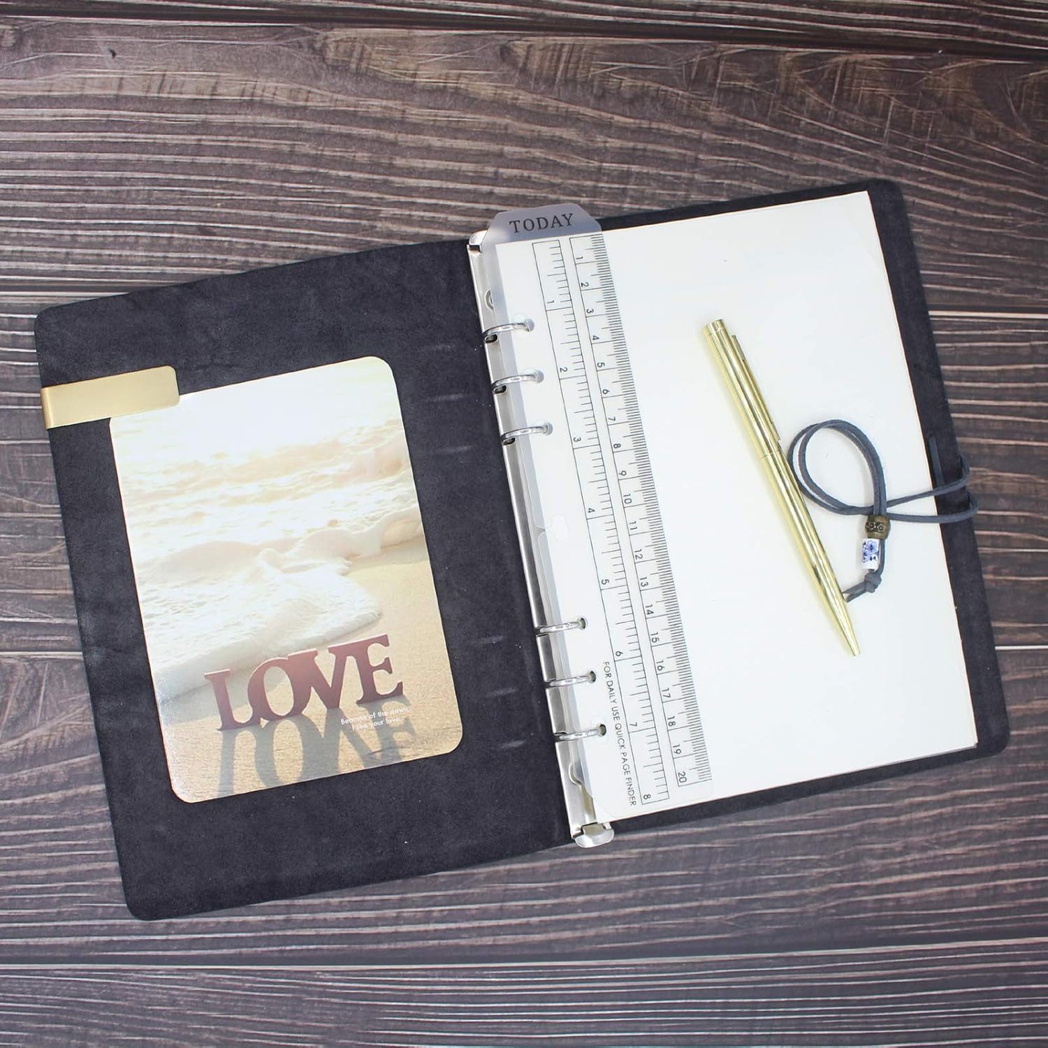WONDERPOOL Leather Journal A5 Refillable 6 Ring Binder Notebook with Lined Paper and Pen,Writing Diary for Work Travel and Agenda Plan (A5, Grey)