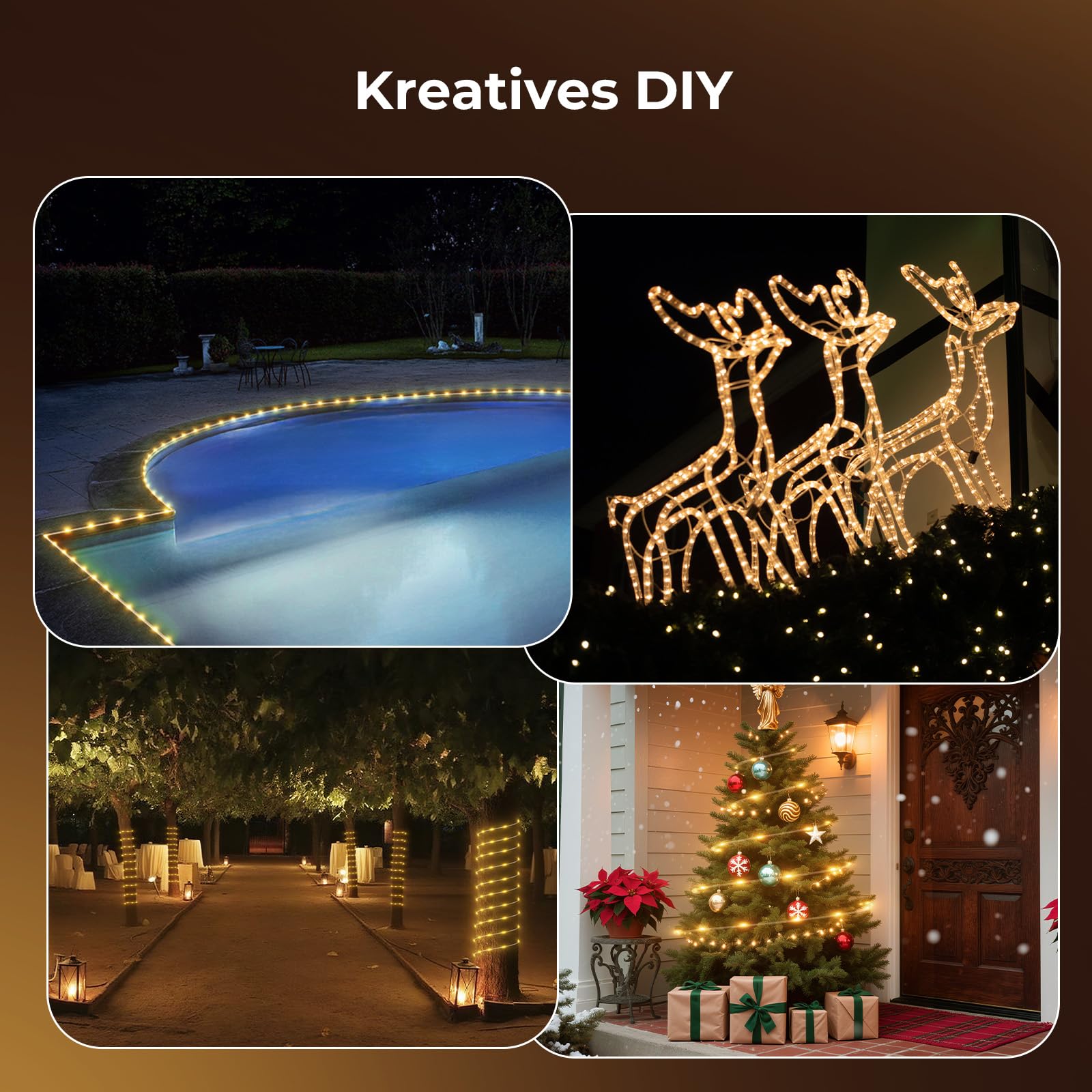 LED Schlauch 20M 400 LEDs Lichterkette Außen Lichtschlauch Outdoor IP67 Wasserfest 8 Modi Dimmbar Fernbedienung Timer Warmweiß Lichterschlauch Aussen Für Außen Party Hochzeit Weihnachten Dekolicht