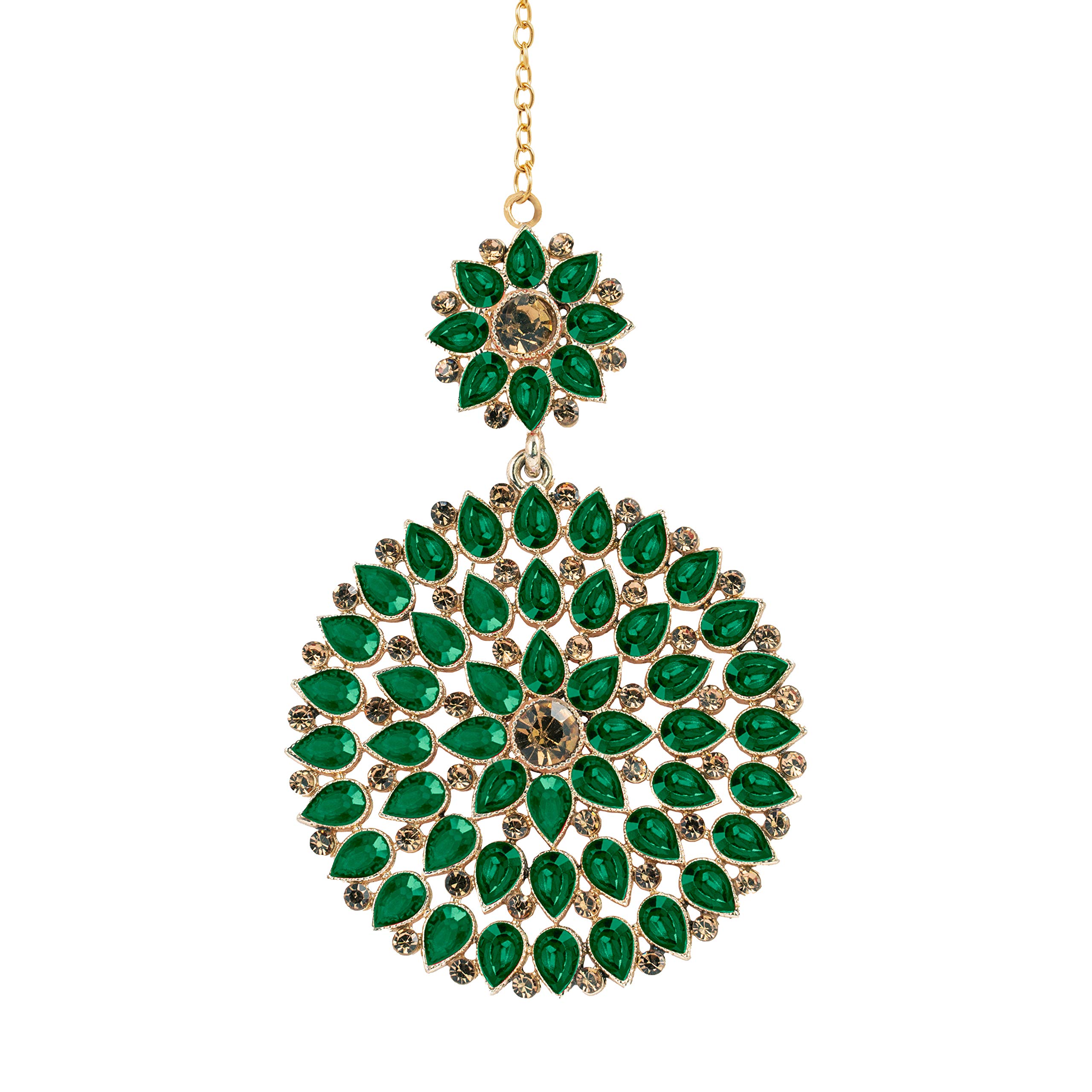 JFL - Jewellery for Less Gold Plated Stone and LCD Diamond Studded Maang Tikka for Women and Girls (Transparent Green) (B08X6RNPVT) Amazon Price History, Amazon Price Tracker