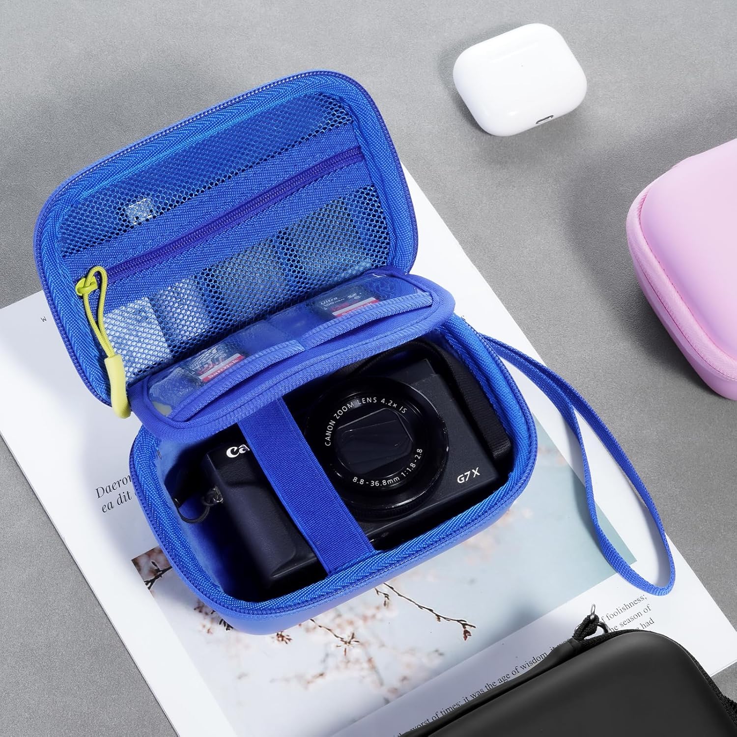 ProCase Hard Shell Digital Camera Case for Canon G7X Mark III Mark II, Sony Cybershot, PowerShot SX740, Ricoh GR III, Kodak Pixpro, Compact 4K Vlogging Small Cameras Travel Carrying Storage Bag -Blue