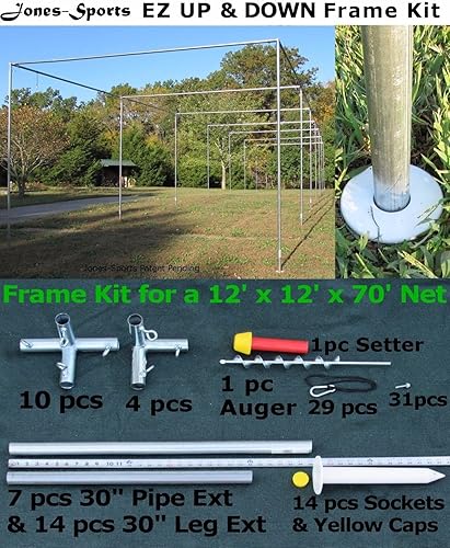 Miniatura 2 de 12'x 12' x Heavy Duty Marco de béisbol y softball Jaula de bateo Kit EZ Up & Down