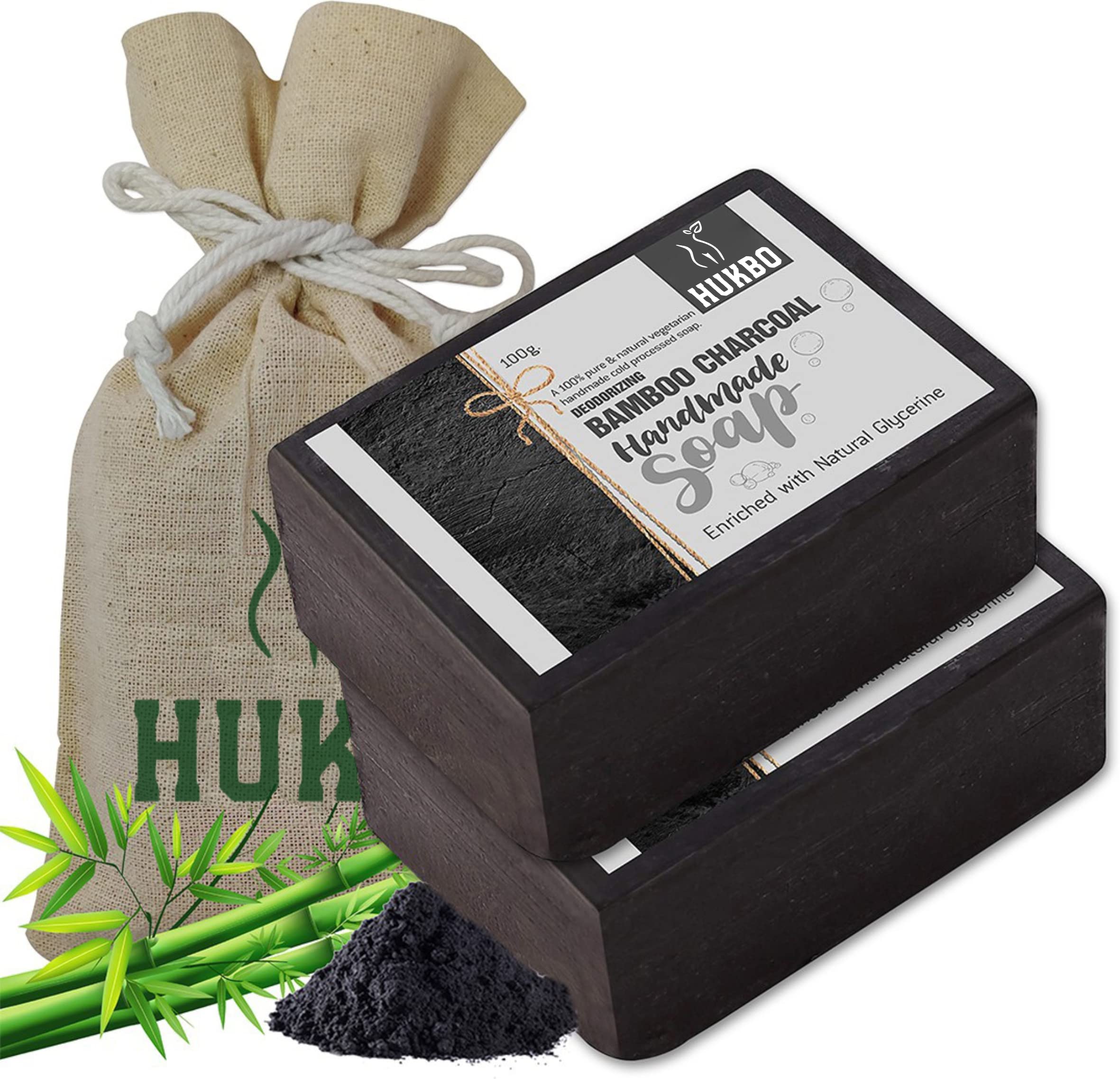 Hukbo Deodorizing Bamboo Charcoal Handmade Soap - Pack of 2 (200 g)
