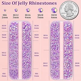 Resin Jelly Rhinestones for Crafting with B7000 Jewelry Glue, 2 Boxes Light Purple AB Flatback Crystals with 3Pcs 10ml Glue, Bedazzling Non Hotfix Gems for DIY Tumblers Clothing Shoes Manicure