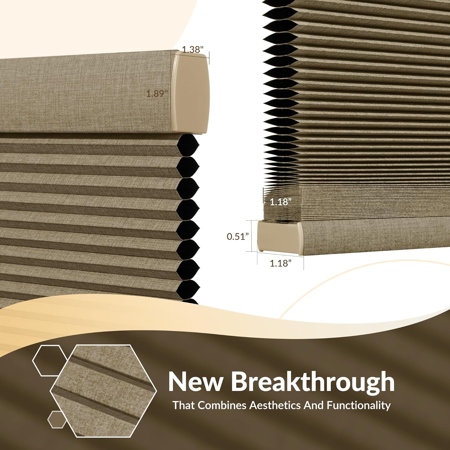 Boolegon Cordless Linen Pattern Cellular Shades Blackout Honeycomb Shades for Windows Pull Down Honeycomb Privacy Blinds for Bedroom Office Thermal Insulated, Blackout Beige, Customized Size