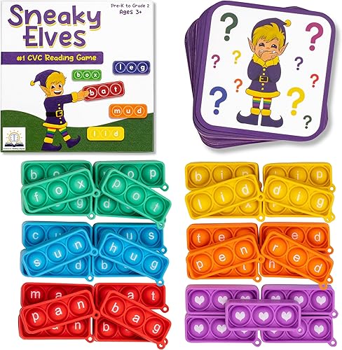 Sneaky Elves CVC - Juego de palabras a la vista, mini juguete sensorial para aprender y deletrear, actividades educativas en el aula de jardín de