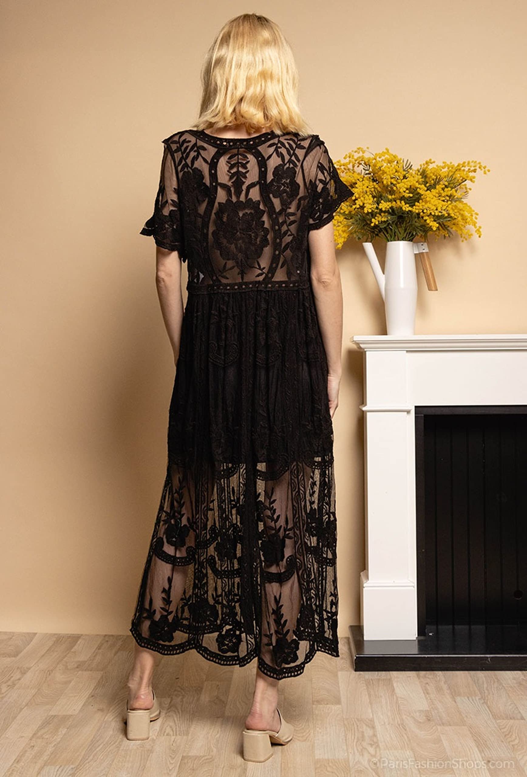 Miro Boho Chic Ibiza Abiti Da Sposa Boho Chic Abito In Pizzo con Scollo A V Profondo. Maniche corte Gonna ampia. Abito da sposa Boho Abito bianco