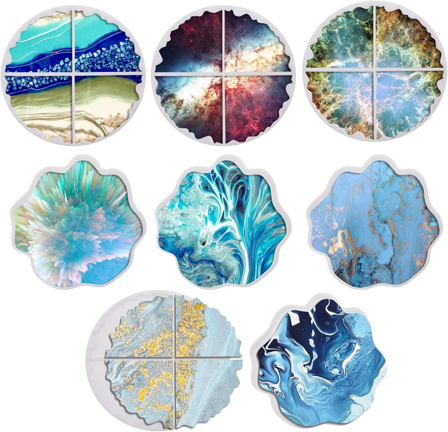 Yesland 8 Pack Silicone Resin Coaster Molds Geode Agate Molds & Epoxy Resin Molds