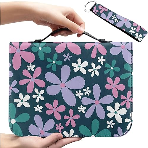 Miniatura 2 de Vodetik Fundas para Biblia de flores para mujeres, funda de Biblia extra grande para hombres y niñas, con asa con cremallera y llavero, bolsa