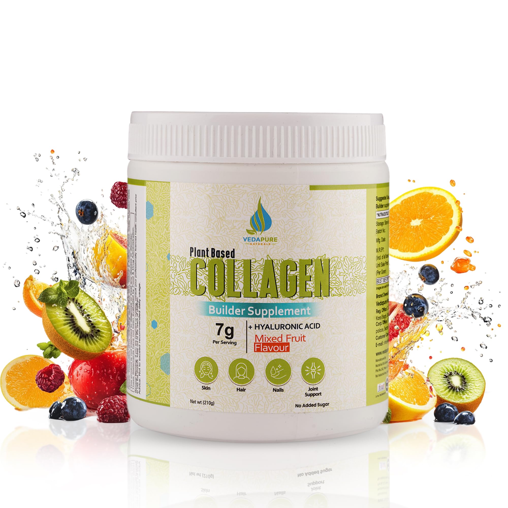 VEDAPURE Plant Based Skin Collagen Powder Builder Supplement Mixed Fruit,210Gram Skin Collagen Powder Booster For Men&Women With Hyaluronic Acid,Biotion,Vitamin E&C Healthy Skin,Joints,Hairs&Nails (B0C94B3TL6) Amazon Price History, Amazon Price Tracker