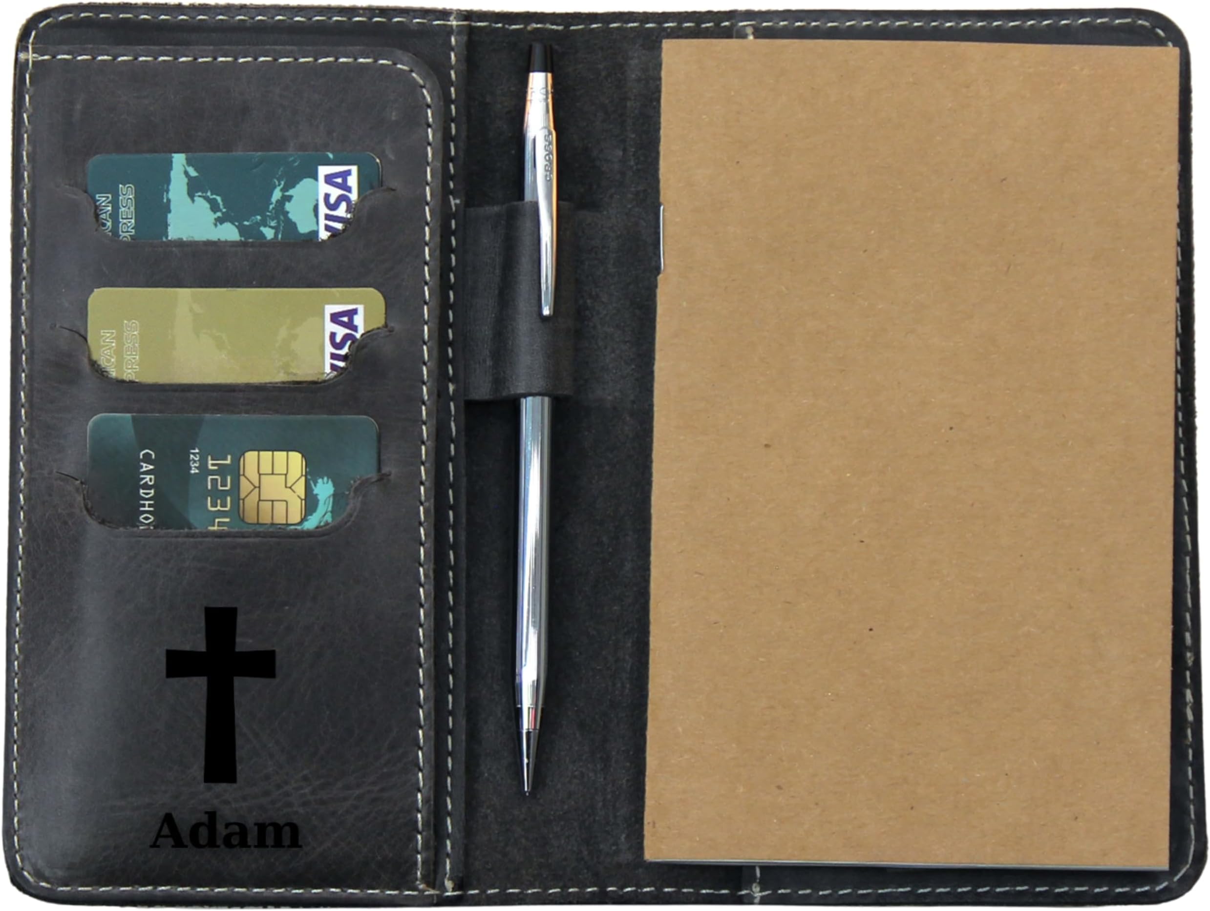 COZY LEATHER Personalized Leather Field Notes Cover Leather Notebook Cover and Pocket Planner Padfolio for Women Men with Notebook Included