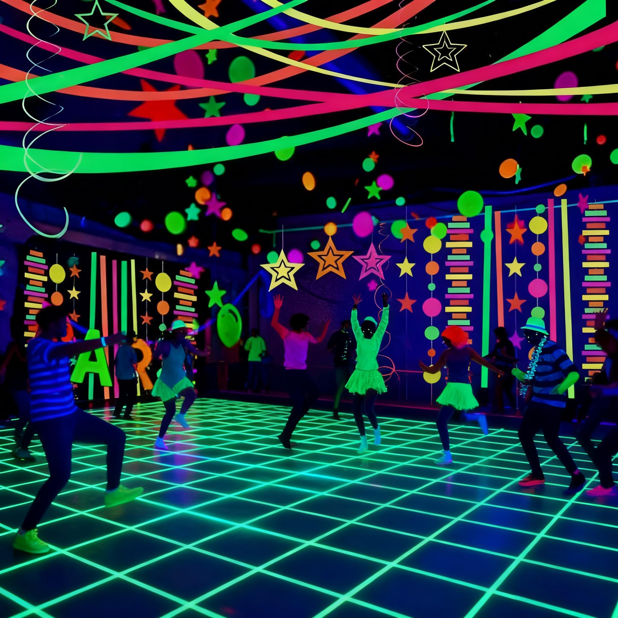 5 rolek fluorescencyjnej taśmy klejącej: 15 mm x 5 m neonowa taśma samoprzylepna, taśma ostrzegawcza, czarna taśma klejąca na schody, ściany, akcesoria sceniczne, dekoracja imprezowa (15 mm x 5