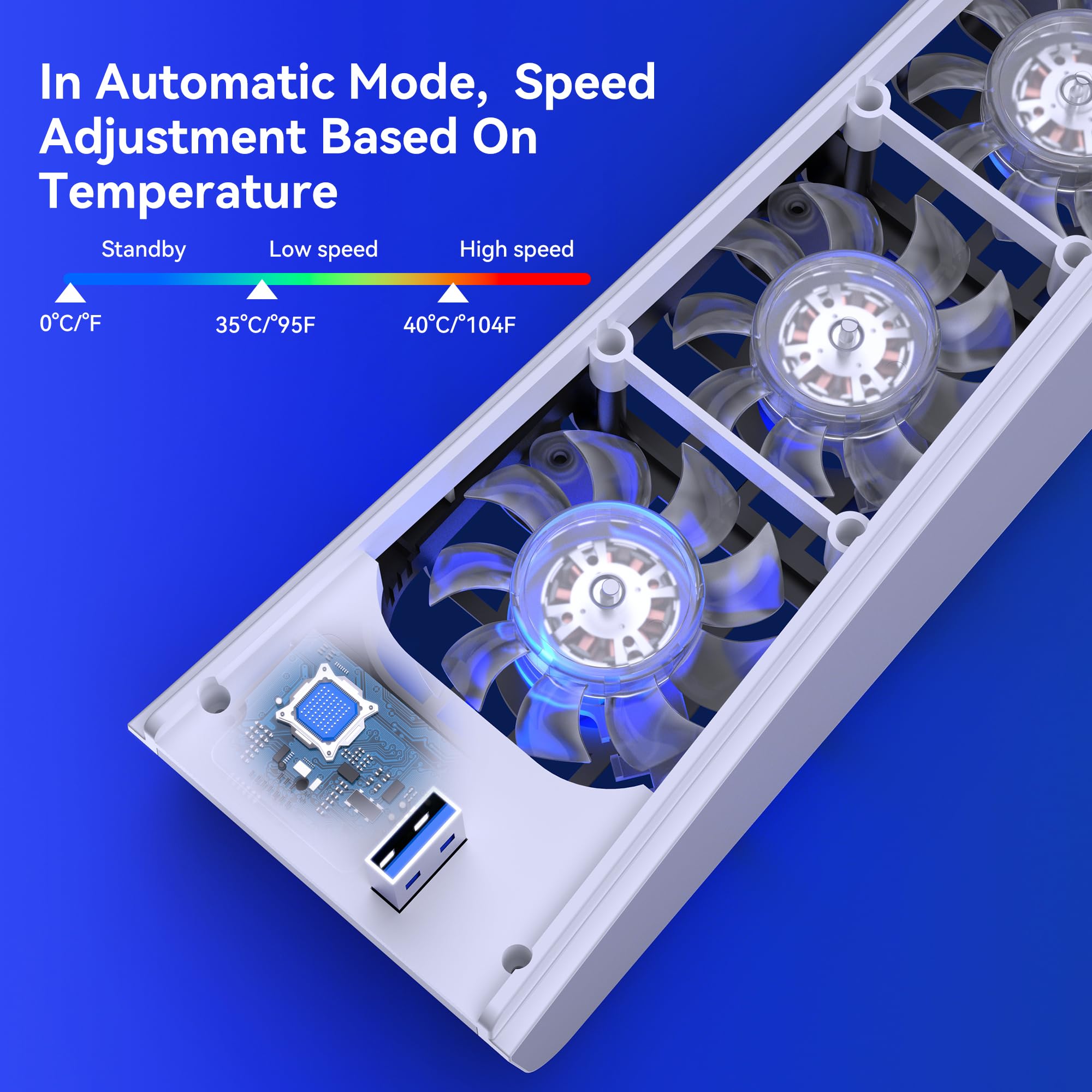 NEWDERY Ventilador para Accesorios de PS5. Ventilador silencioso Mejorado, Velocidad Ajustable automáticamente según la Temperatura, luz RGB dinámica, Compatible con PlayStation 5