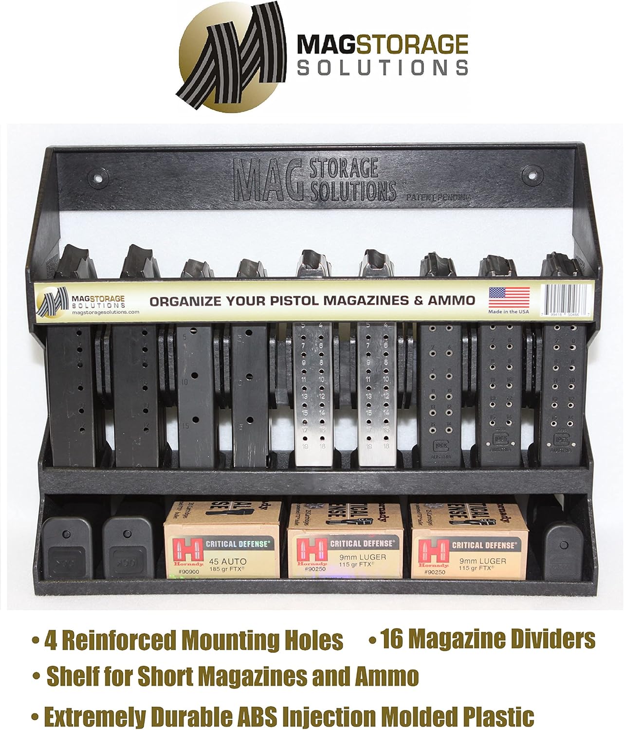 MagStorage Solutions Universal Pistol Magazine Holder, Mount to The Outside of The Safe or to Any Steel Surface Using The Mag Storage Solutions Mag Holder Attachment Kit (Sold Separately)