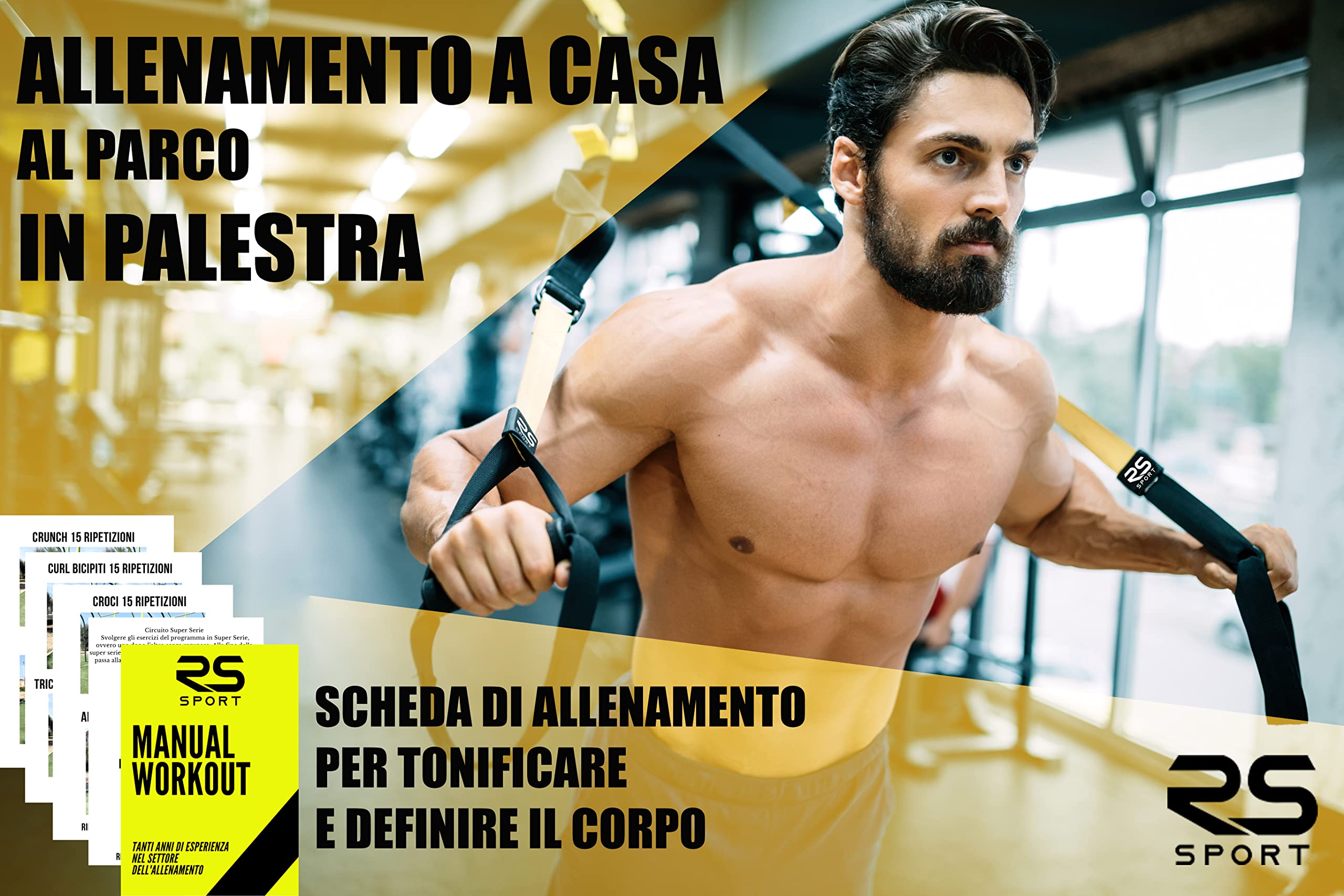 RS SPORT Suspensionstraining, Set mit Riemen und Türverankerungssystem, verstellbar, Ganzkörper-Fitness-Training für Zuhause, Fitnessstudio, Reisen, für Damen und Herren.