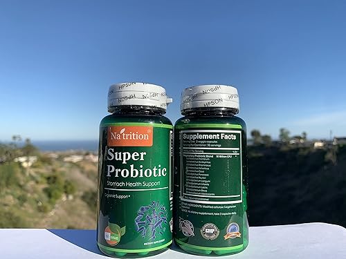 Miniatura 2 de Natrition Super Probiotic Stomach Health Support 600 mil millones de UFC, para adultos, suplemento probiótico completo estable con prebióticos y