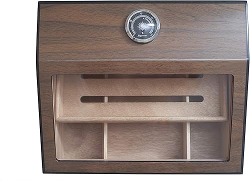 Miniatura 4 de Cubana Humidor de cigarros con diseño de vidrio y madera con capacidad para 50 puros, ligero, duradero y portátil para escritorio