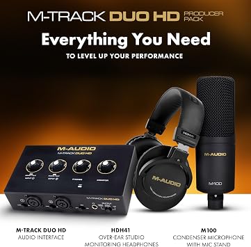 M-AUDIO BX3 Pair Bluetooth Studio Monitors Bundle with Dual XLR HD Audio Interface Pack for Studio Recording, Music Production, Podcasting, Streaming