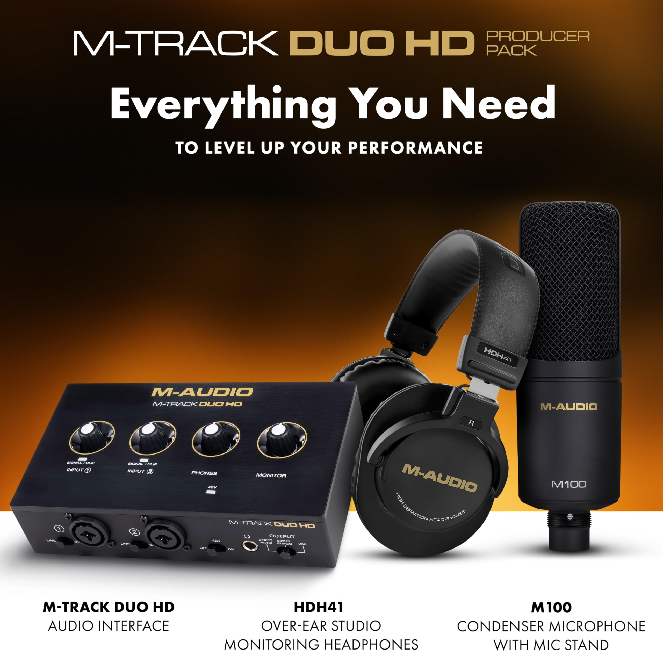 M-AUDIO Pack Contrôleur MIDI Keystation Mini 32 MK3 avec Interface Audio M-Track Duo HD pour Enregistrement Studio, Production Musicale, Podcasting, Streaming