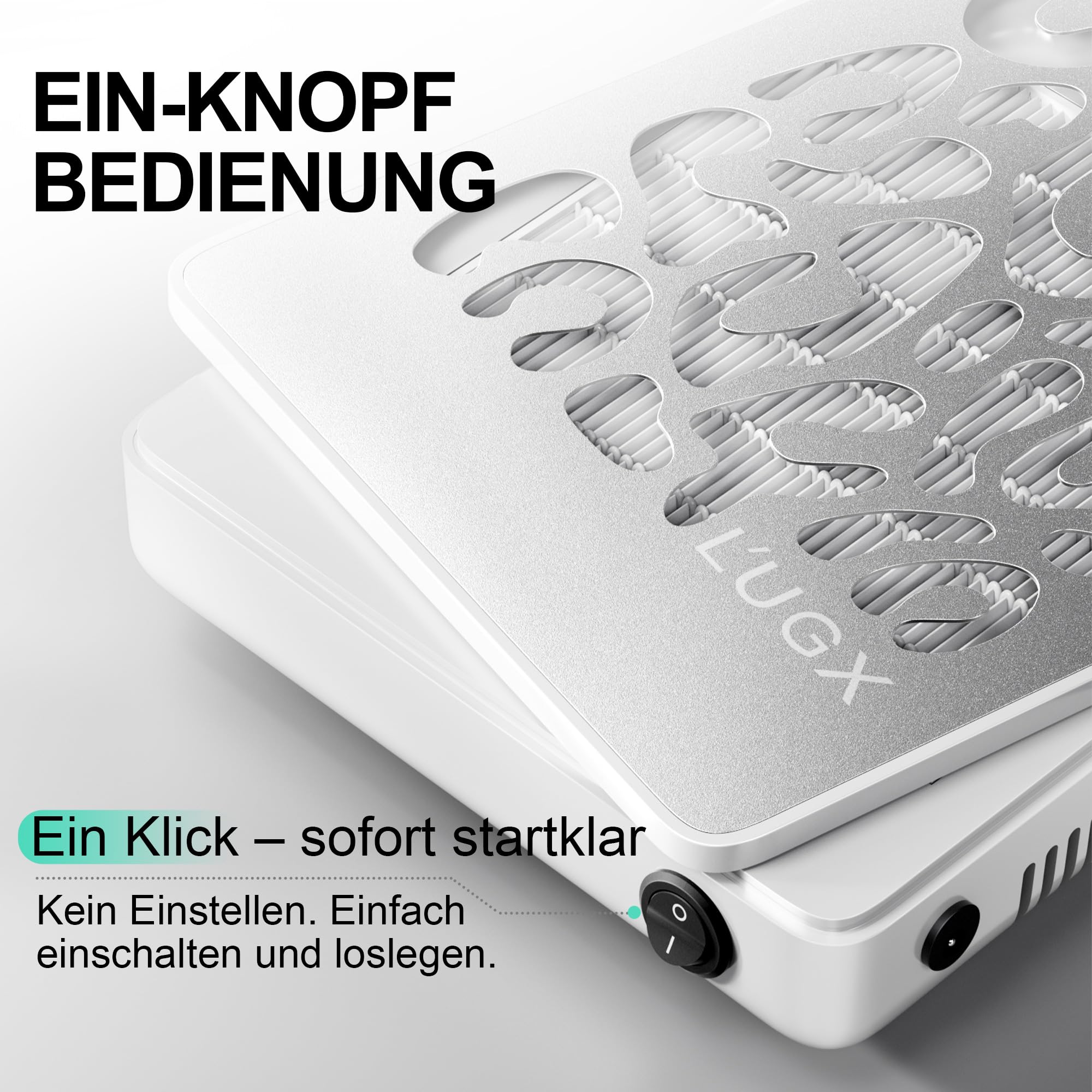 L’UGX Professionelle Staubabsaugung für Nägel, 650Pa Profi Absaugung, 4500 U/min Bürstenloser Motor, Leise, Für Maniküre & Pediküre, inkl. 30 Filterpapier - 608S