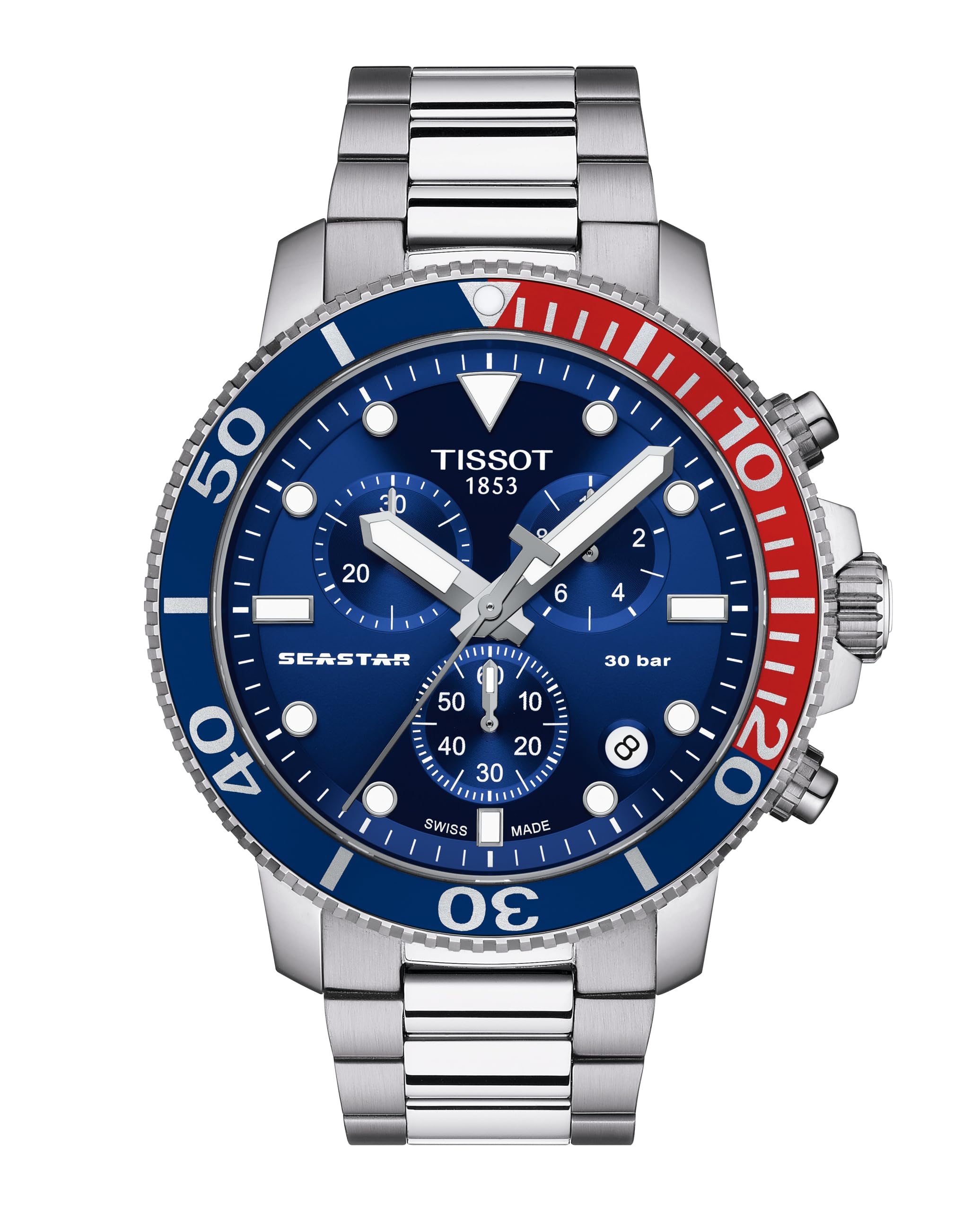 Photo 1 of Tissot Mens Seastar 1000 Quartz Chronograph 316L Stainless Steel case Swiss Quartz Watch, Grey, Stainless Steel, 22 (T1204171104103)