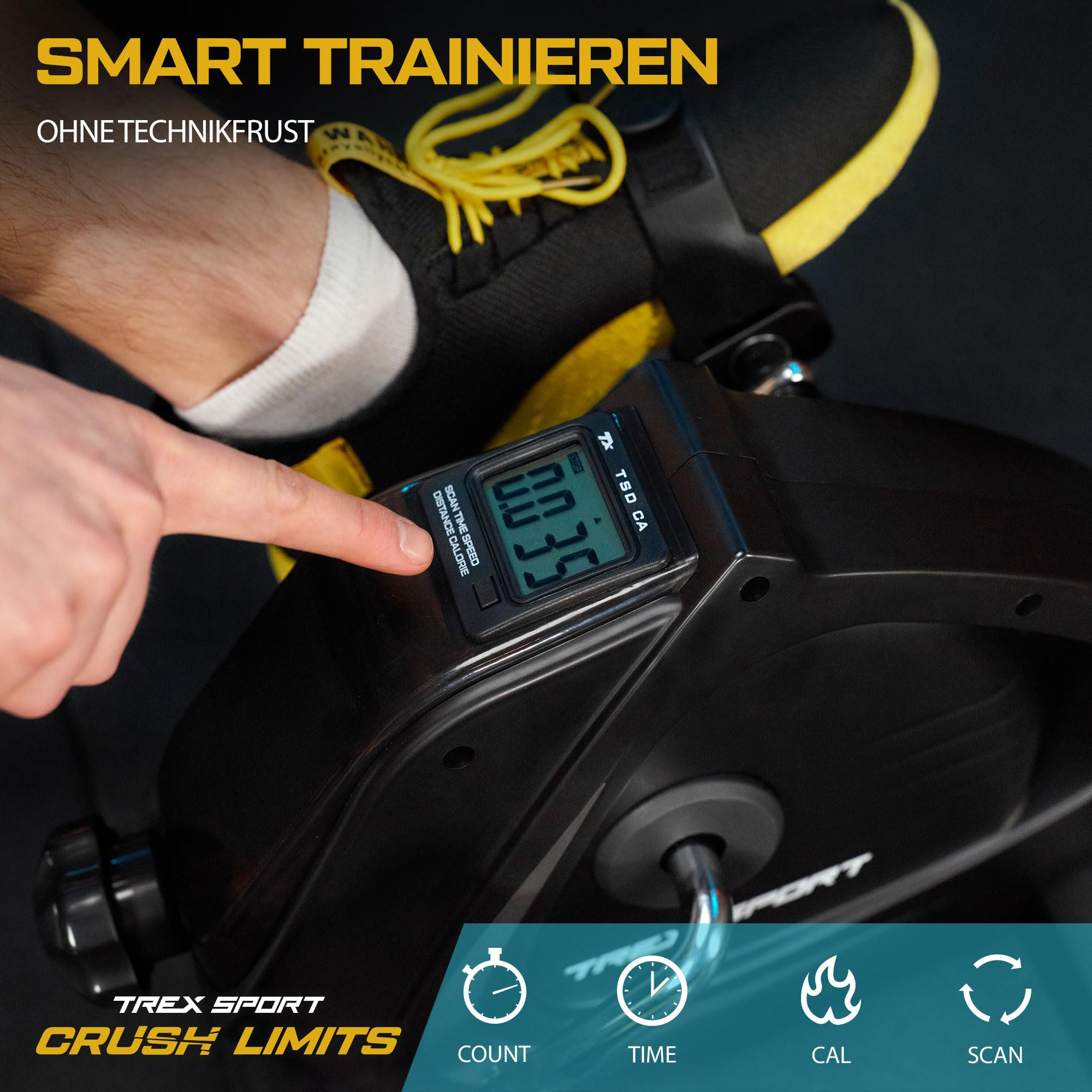 TREX SPORT Pedaltrainer Mini Bike Senioren Heimtrainer Boil bis 120kg | TX-120BB 2in1 Beine & Arme Fitnessgerät für Zuhause, Büro, kompakt, gelenkschonend