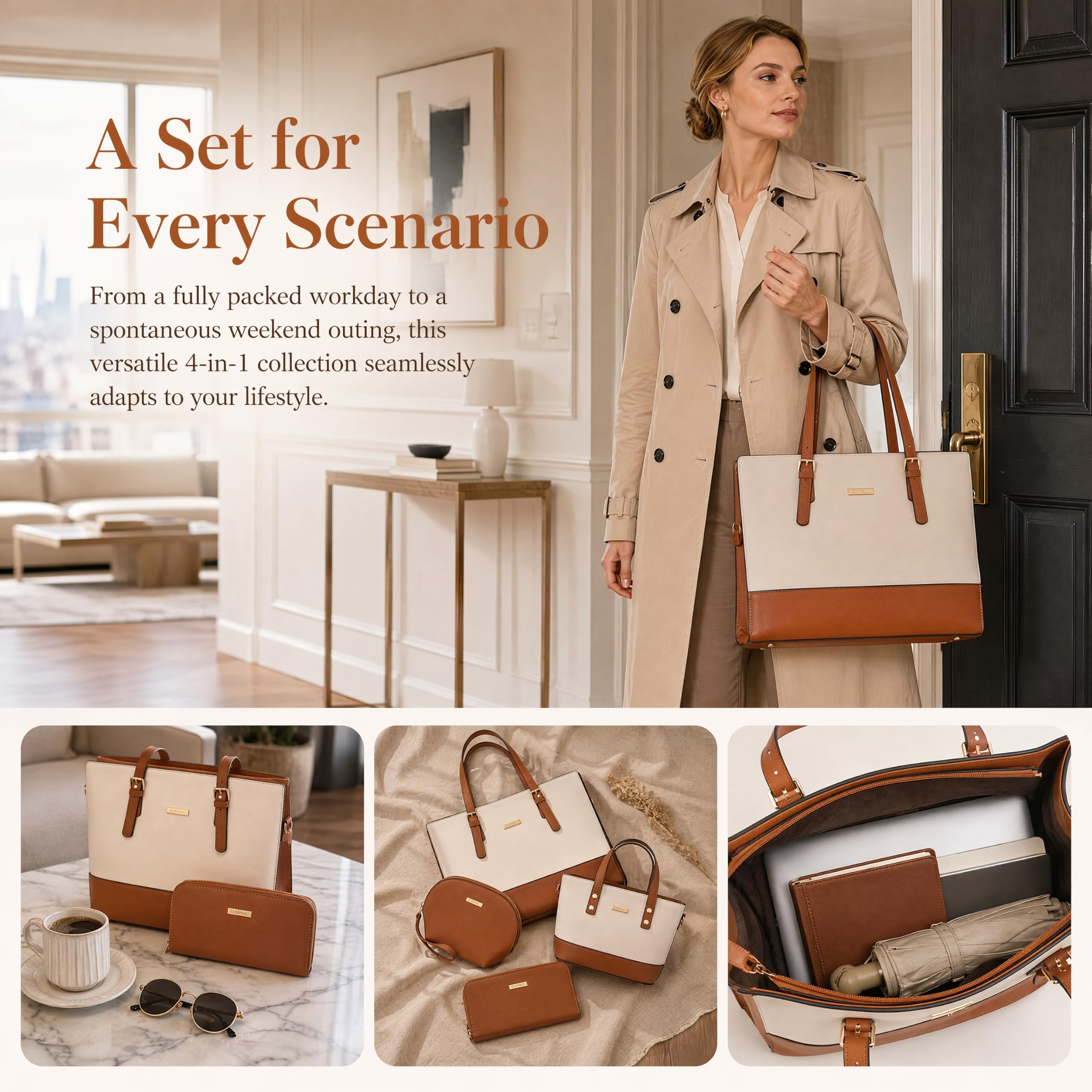 Modische Damen-Handtaschen, Tragetasche, Schultertasche, Tragegriff oben, Geldbörsen-Set