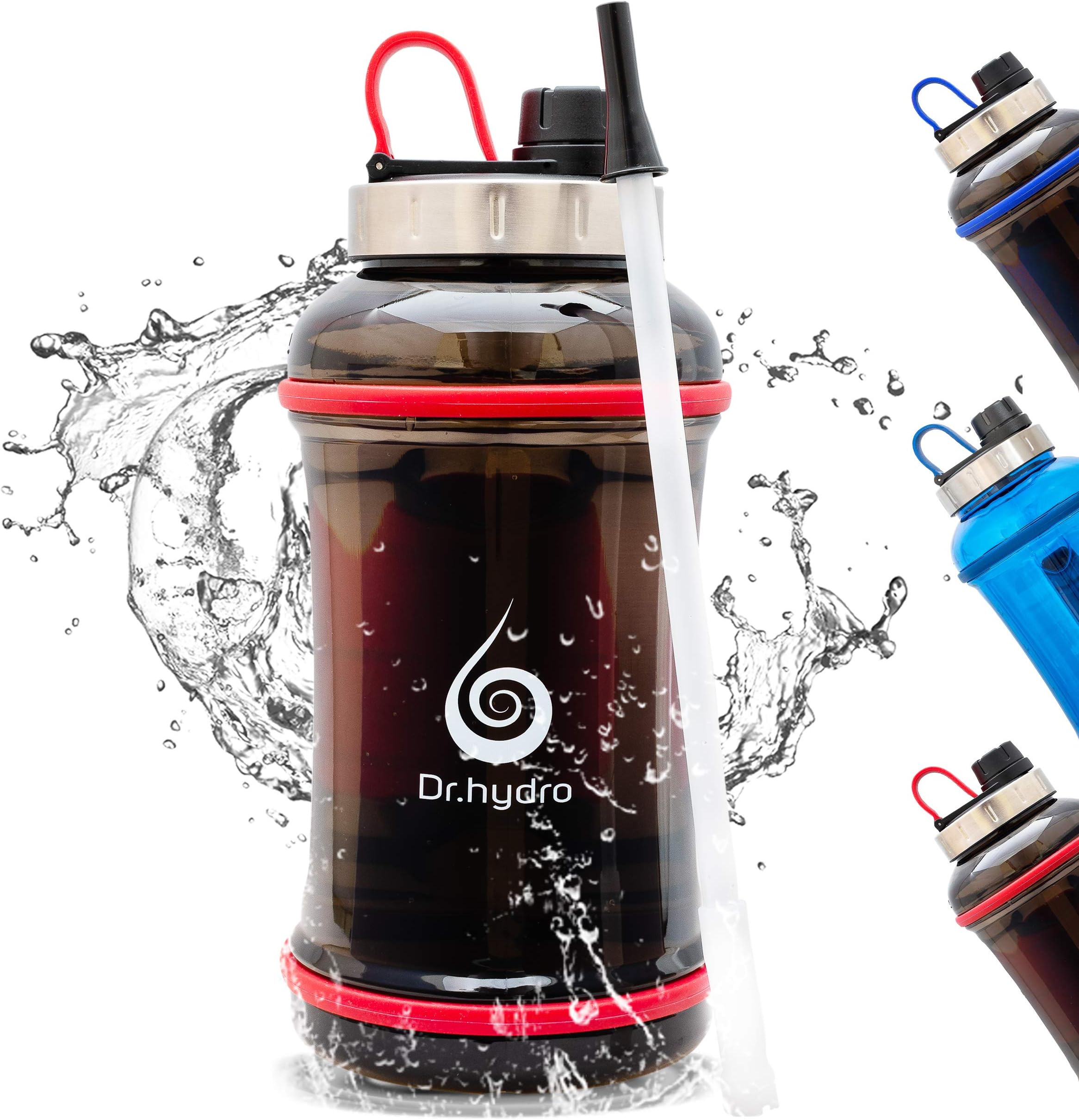 DR.HYDRO 64oz Half Gallon Water Bottle with Straw | Large Water Bottle - BPA Free Leakproof | Gym Water Bottle for Men | Daily Water Jug for Fitness and Outdoor Sports