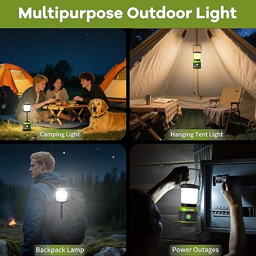 Miniatura 6 de Linterna LED portátil para campamento, 1800 lm, linterna recargable para tienda de campaña, linterna IPX5 impermeable, 4 modos de luz para luces de