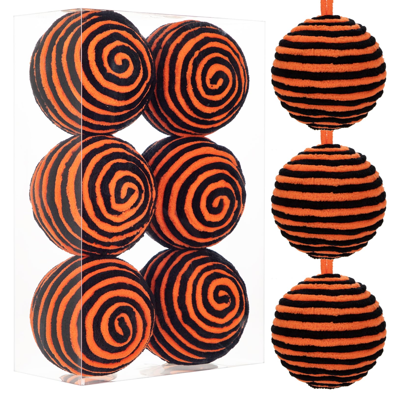 Oairse 10cm Black Orange Christmas Baubles Ornament