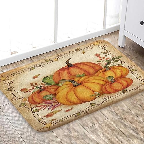 Miniatura 2 de Boziqr Tapete de baño de otoño, alfombra de baño de calabaza de cosecha de granja, Acción de Gracias, Halloween, decoración rústica, alfombras de
