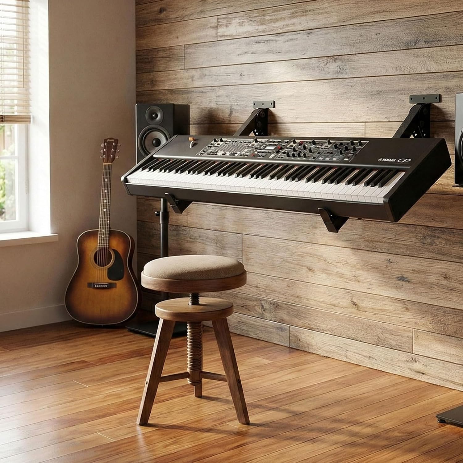 Keyboard Wall Mount Stand with Adjustable Angle, 13–20 Inch Adjustable Piano & Synth Wall Mount, Heavy-Duty Universal Synthesizer Brackets with Infinite Angle Adjustment, Secure Wall Mounted Stand for Home Studio