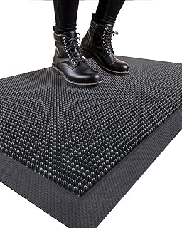 Front Door Mat Entrance, 24x36 Rubber Heavy Duty Entry Doormat Non Slip, Dirt Trapping Waterproof Floor Mats Entryway All Weather for Garage Patio, Black