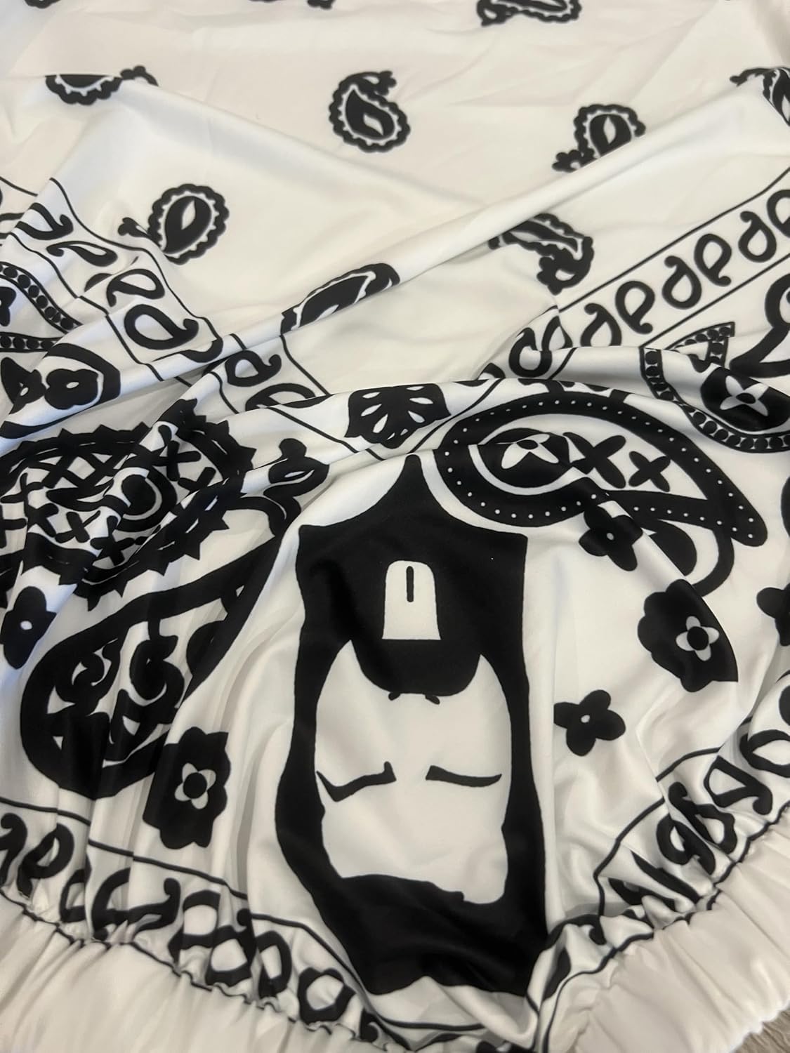 Motorcycle Sunshade and Cover - Keep Your Bike Seat Cool and Dry - El Blanco White Bandana Print Design by THIGHBRUSH