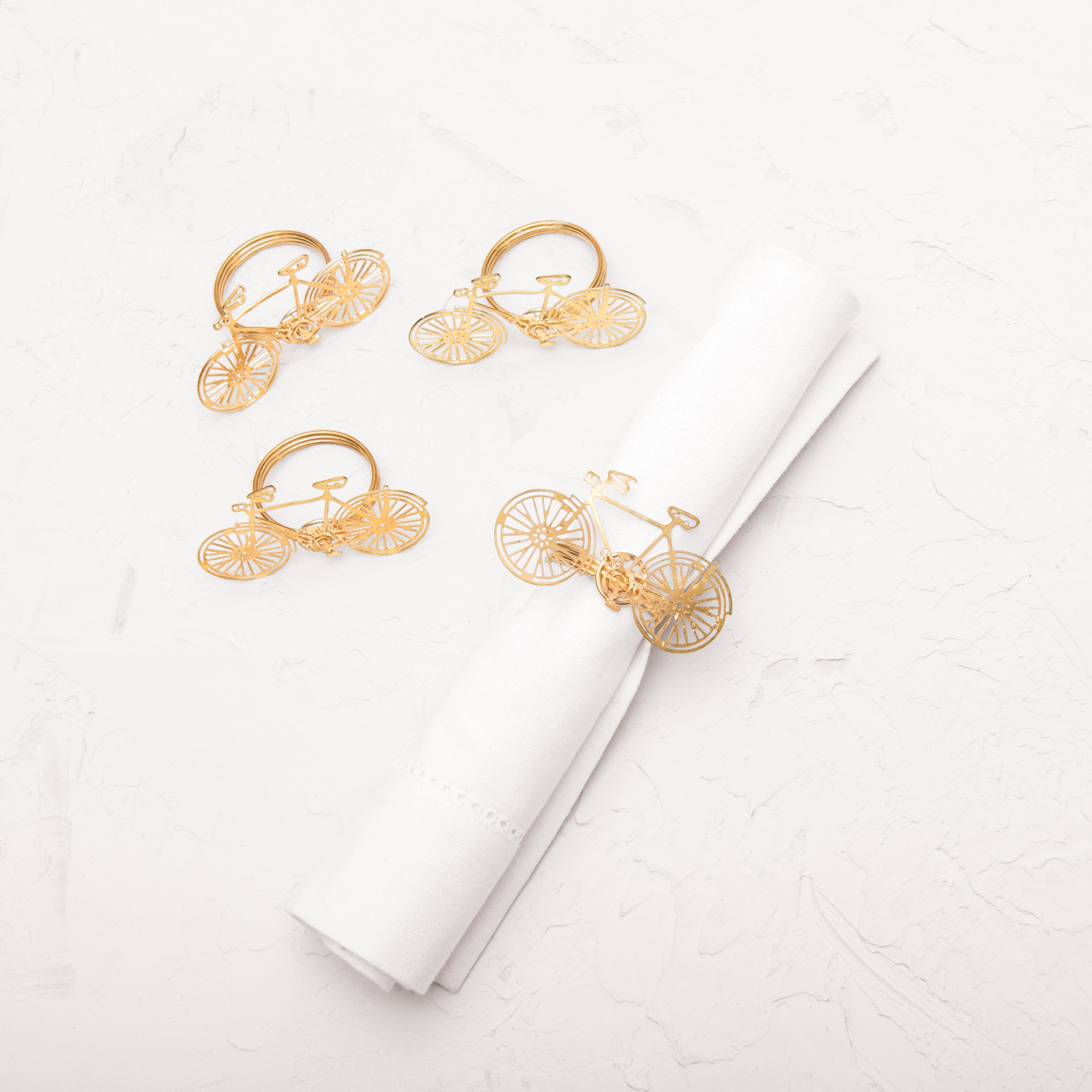 carol & frank Bicycle Spring Summer Easter Gold Celebration Everyday Hand Crafted Decor Decoration Parties Occasion Napkin Ring Napkin Ring Set of 4 Gold