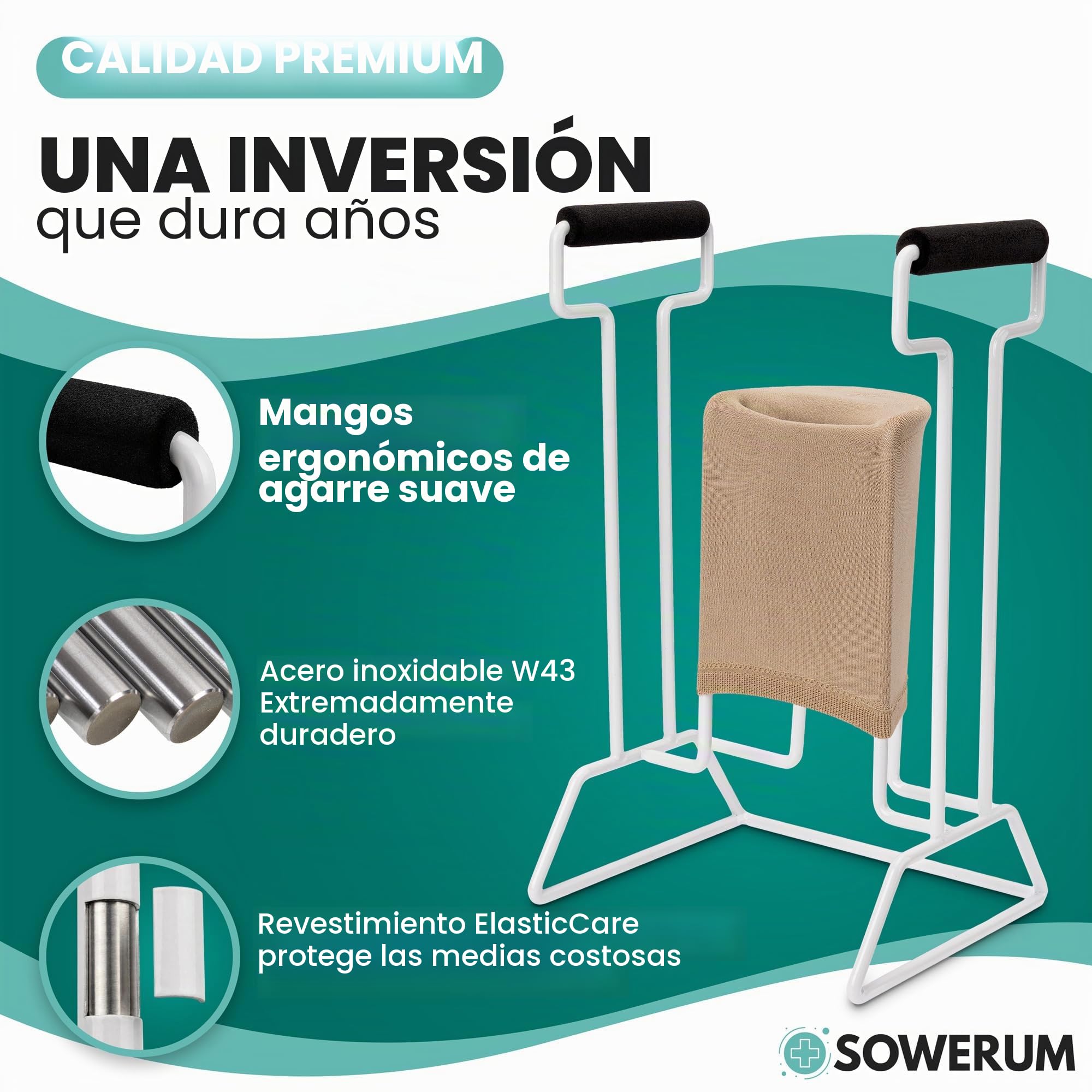 Ayuda de compresión para medias de compresión con punta abierta, también adecuada después de la cirugía de cadera, ayuda para calzar calcetines para personas mayores