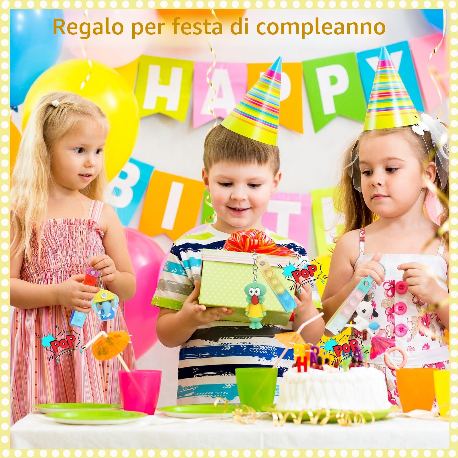 Gudotra 32 Pezzi Portachiavi Animale Gadget Compleanno Bambini con Pop it Fidget Toys Antistress Regalini per Invitati Alunni Fine Anno Scolastico Pensierini per Bambini Dopo Festa