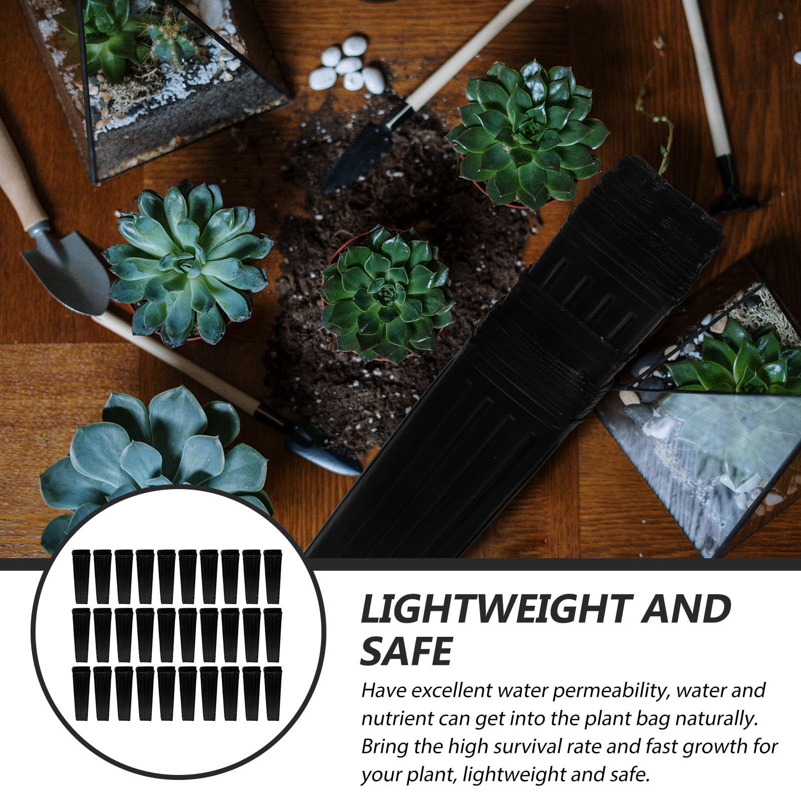 Veemoon Pochettes de Plantation Noires en Plastique 50pcs pour Semis Haute Résistance et Prévention Perte de Terreau, Culture en Jardin