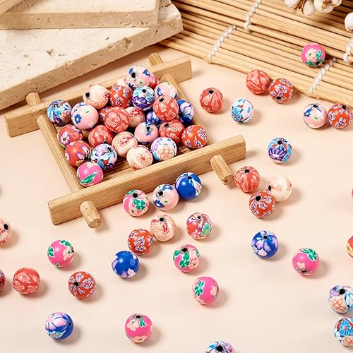 Miniatura 113 de Craftdady 200 cuentas sueltas de arcilla polimérica Plumeria Flower Spacer de 0.472 x 0.315 in, colores mezclados al azar, 5 pétalos, cuentas Flores