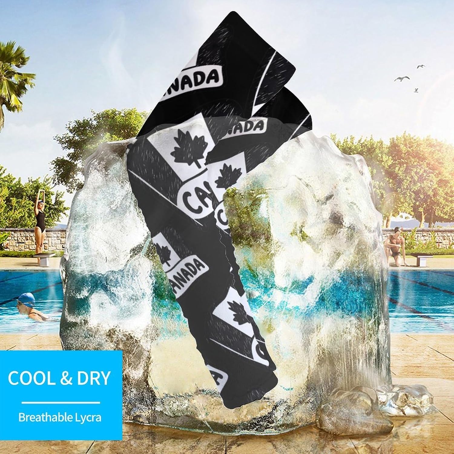 Canada Day Canadian Flag Maple Leaf Arm Sleeves Sun Protection Sleeves Sports Cooling Arm Compression Sleeve for Men Women