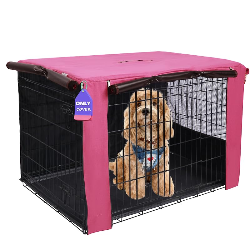 Capa para caixa de cães HiCaptain em poliéster 600D com tela, rosa, 76,2 x 48,26 x 53,34 cm, 1 unidade