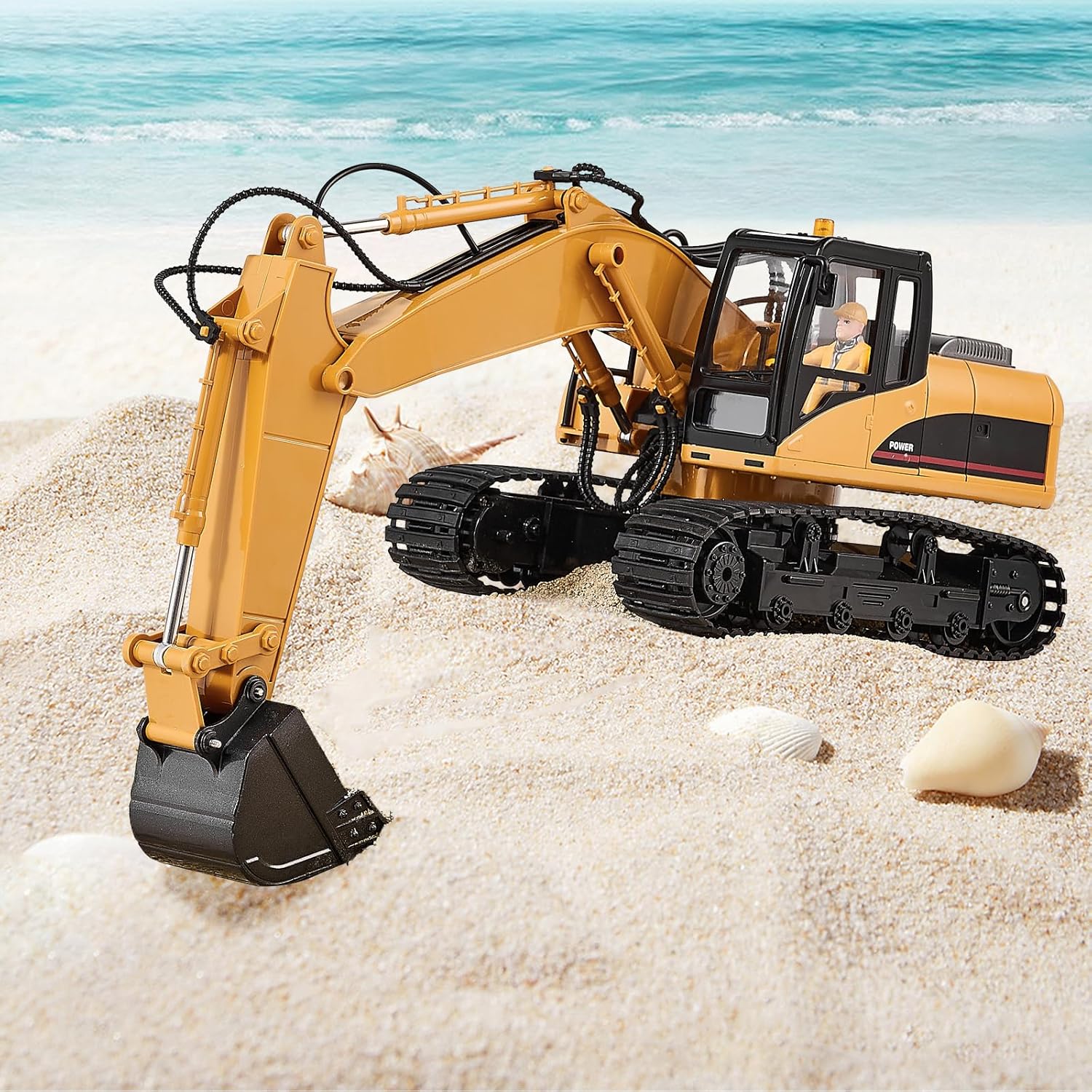 VEVOR Remote Control Excavator Toy 15 Channel 3 in 1 Remote Control Digger with Metal Shovel 1:14 Scale RC Excavator with Light & Sound Full Functional Construction Vehicles for Kids 2 Batteries