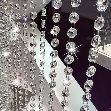 33ft Acrylic Crystal Beads Garland 14mm Chandelier Gem Beads Chain Hanging Crystals Beads Strings for Wedding Party Manzanita Centerpiece Christmas Tree