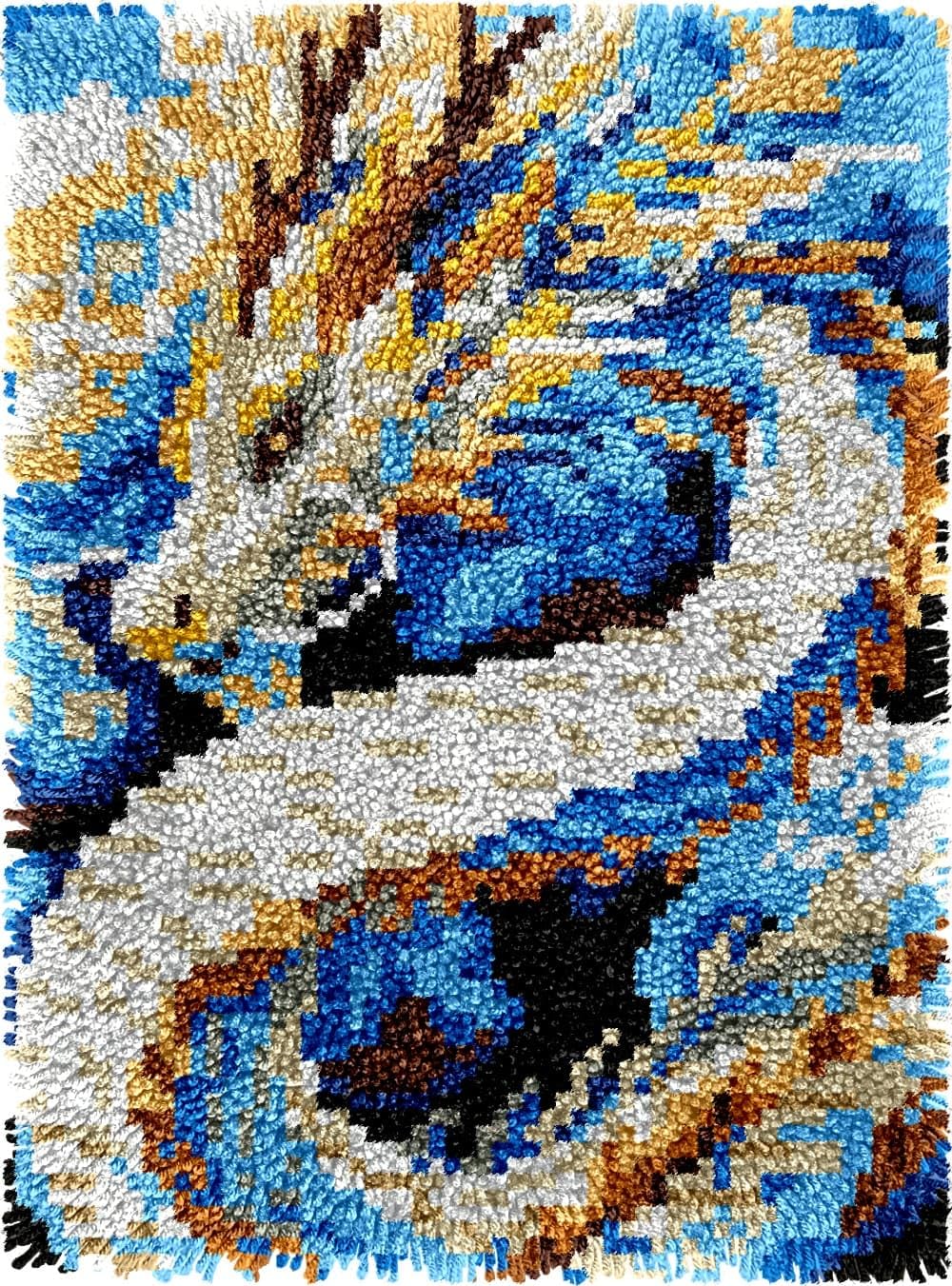 FWRTYCB Latch Hook Kits 20X15Inchdragon DIY Latch Hook Rug Kit, Cross Stitch Rug Making Kit, Carpet Making Crochet Kits Embroidery Kits Needlework Crafts for Home Decor