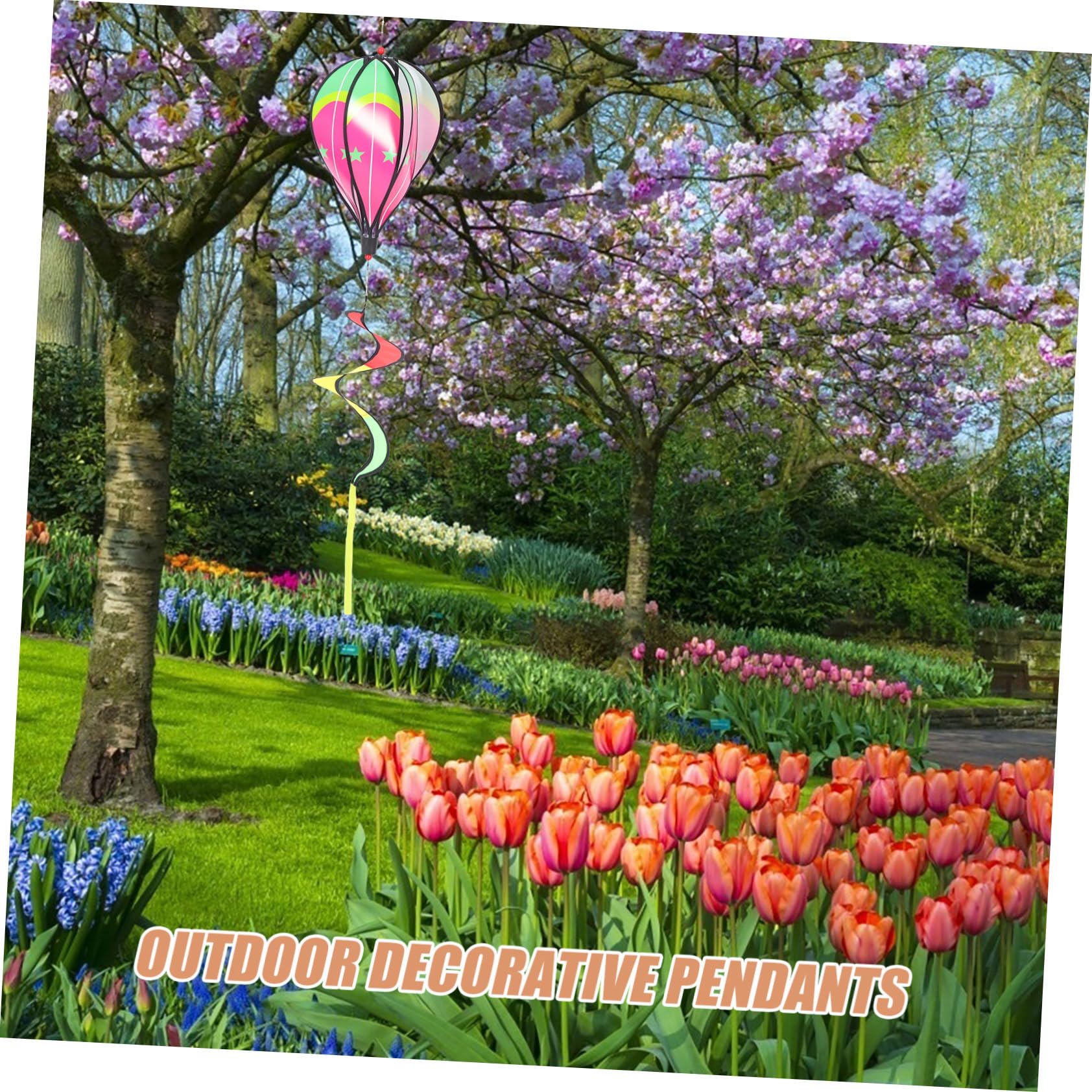 Abaodam 2Pcs Outdoor Hanging Wind Spinners Hot Air Balloon Garden Decor Vibrant Ornaments for Yards Patios and Festivals for Birthday Parties and Outdoor Events