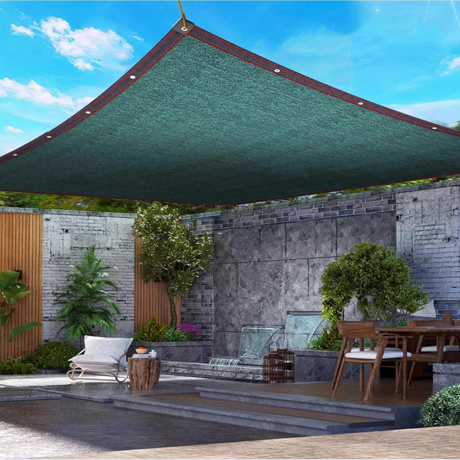 Rete ombreggiante Verde con Occhielli,Vela Protezione Solare Rettangolare,Rete per Teli da Giardino,1,5x6m 2x3m 4x7m Rete per Privacy recinto,per Piante Patio pergola,3x3m(10 * 10ft)-Green