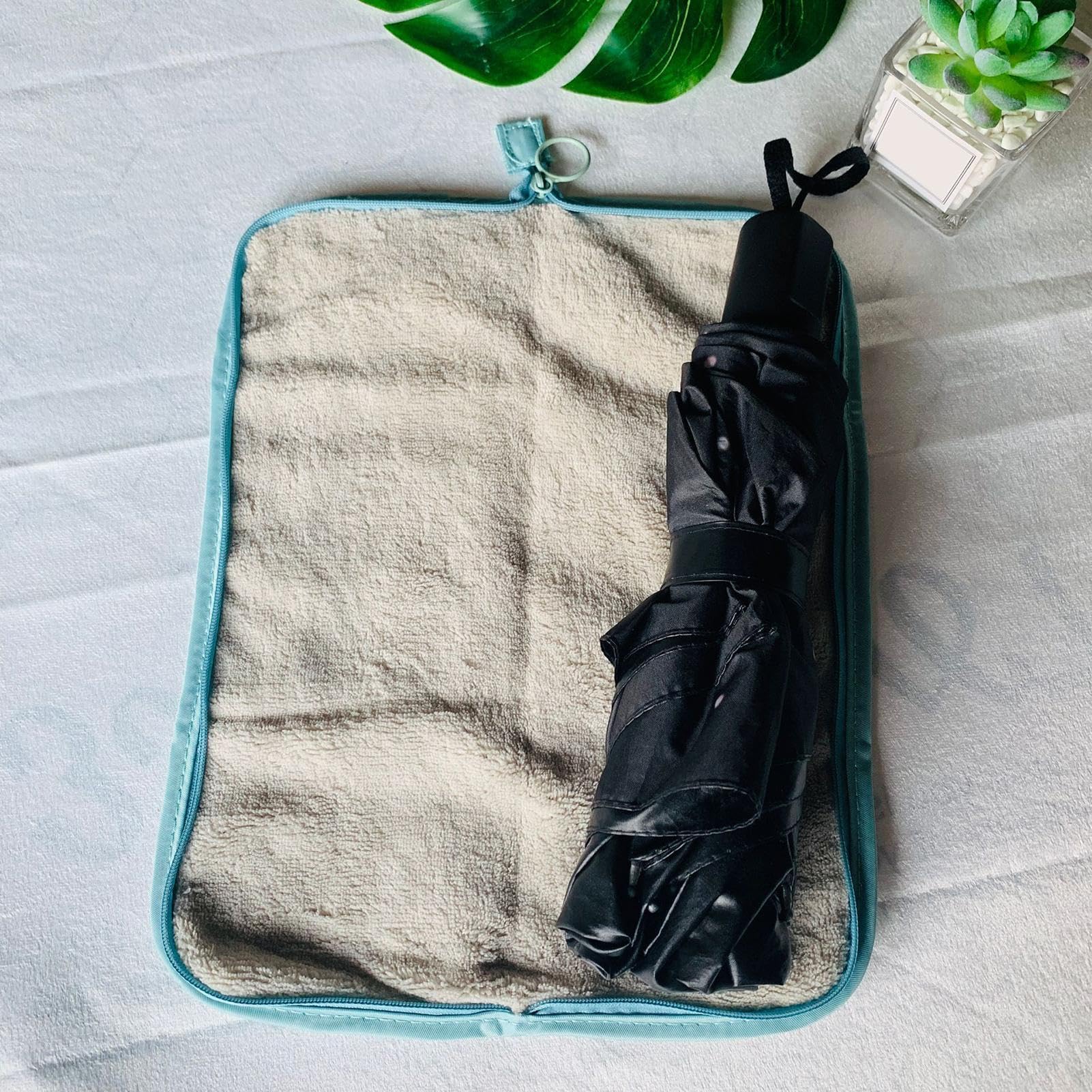 QUARKZMAN Borsa Porta Ombrelli Bagnati – Custodia Impermeabile Reversibile In Tessuto Oxford E Microfibra, Verde, Con Tracolla
