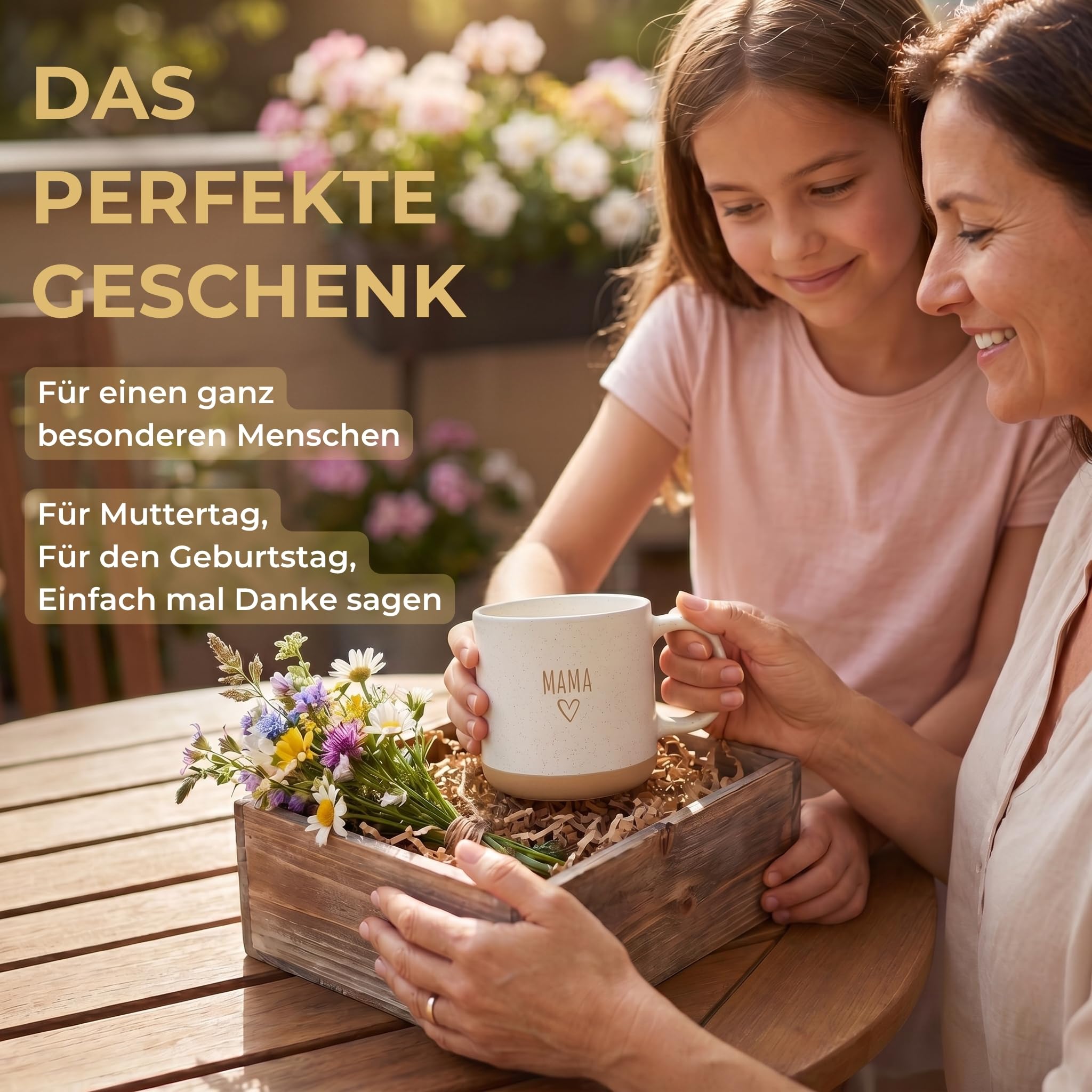 Steingut-Tassen Set MAMA und PAPA – 2x 420 ml – Keramik Kaffeetassen mit Herzmotiv – Beidseitiger Dekor-Druck – Spülmaschinen- & Mikrowellenfest – Geschenk für Mama und Papa